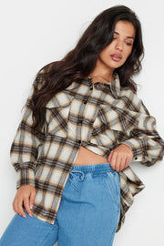 Beige Brown Check Shirt