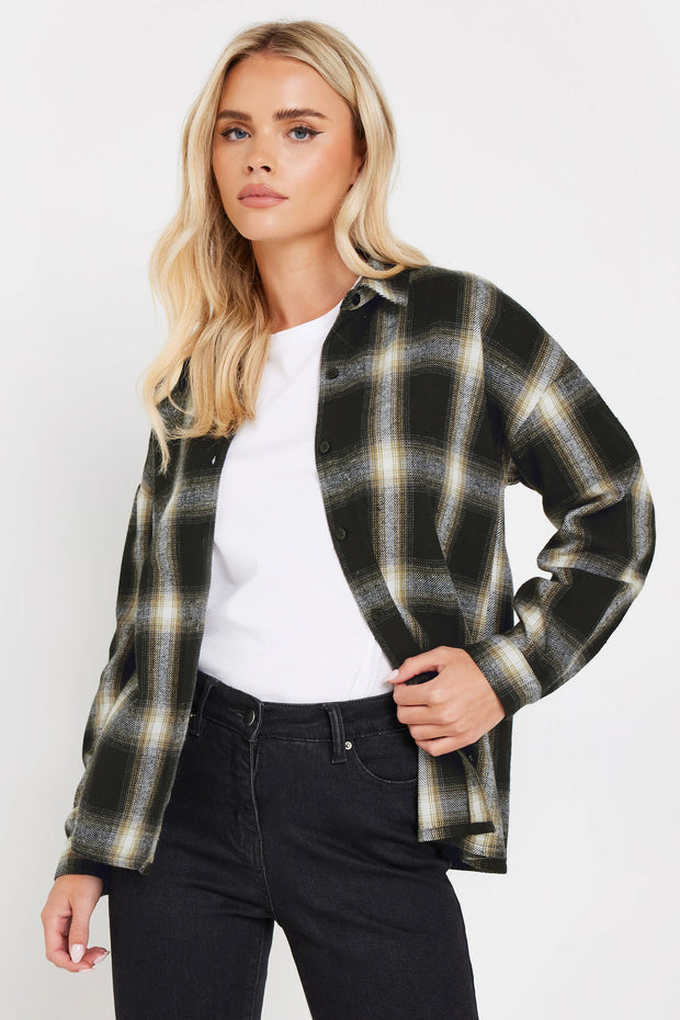 Black Blurred Check Print Shirt