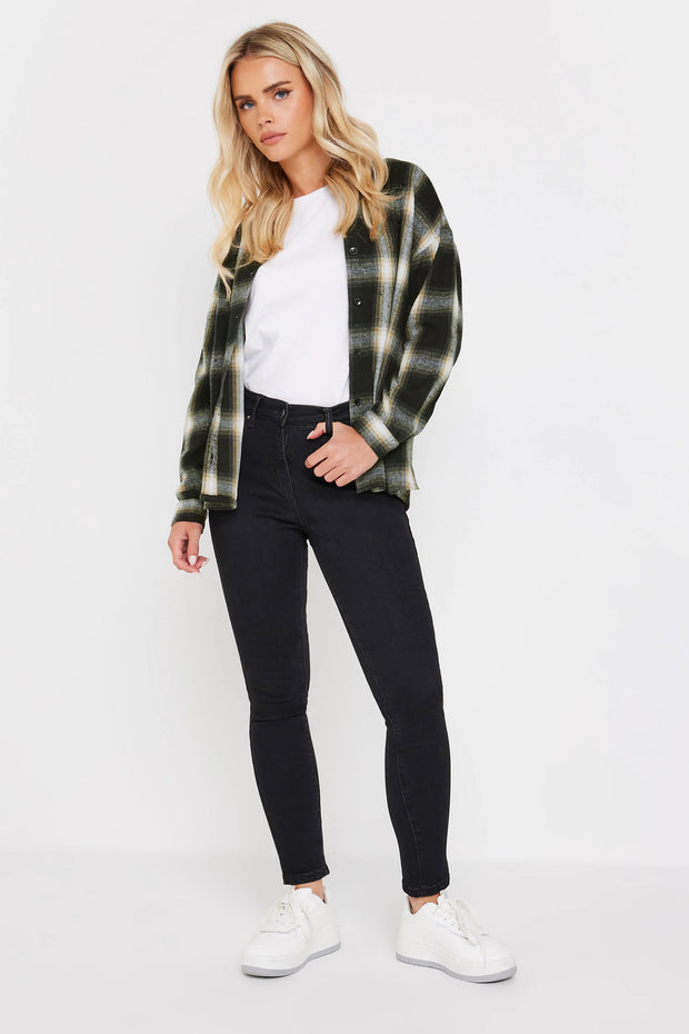 Black Blurred Check Print Shirt