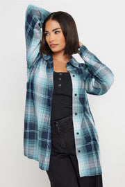 Blue Check Print Boyfriend Shirt