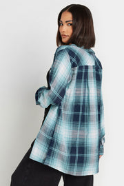 Blue Check Print Boyfriend Shirt