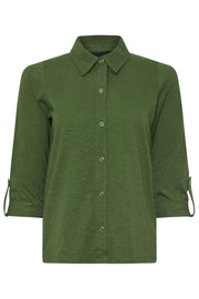 Khaki Green Rolled Sleeve Shirt