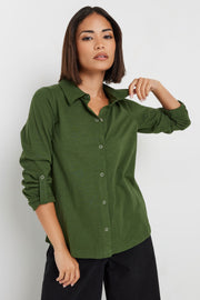 Khaki Green Rolled Sleeve Shirt