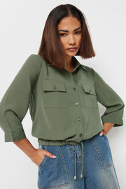 Olive Green Drawcord Shirt