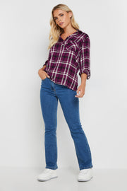 Purple Woven Check Overhead Shirt