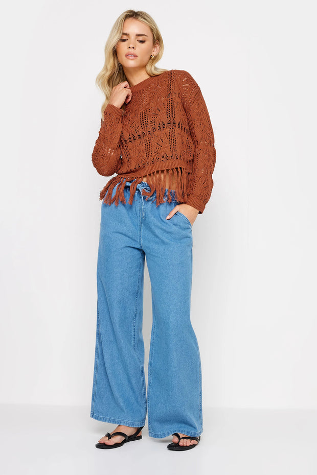 Rust Orange Crochet Tassel Jumper