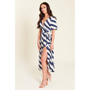 Stripe Wrap Midi Dress