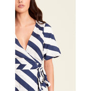 Stripe Wrap Midi Dress